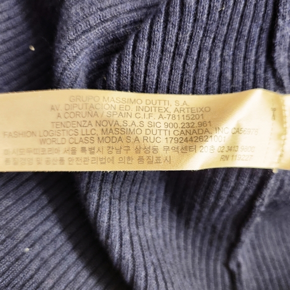 Massimo Dutti Navy Blue Wool Blend Knit Sweater Dress Bell Sleeves Size Small - Picture 7 of 9